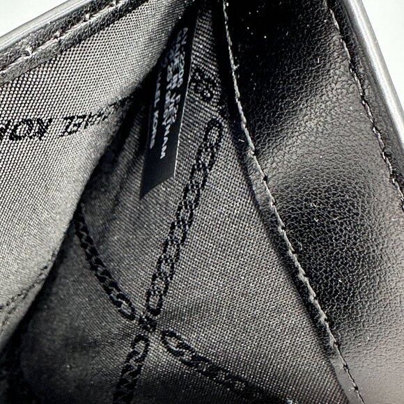 Michael Kors Black Leather Leopard Print Heather Grey Calf Hair Trifold Wallet - Picture 10 of 16